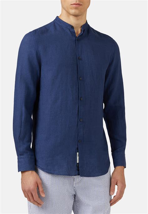 Check Linen Shirt in Bright navy 